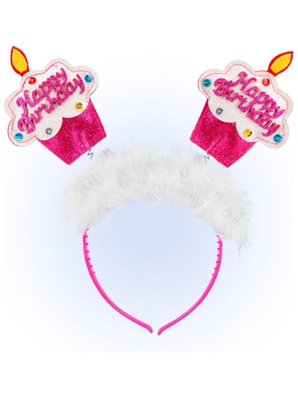 Roze Happy Birthday Taartjes Haarband