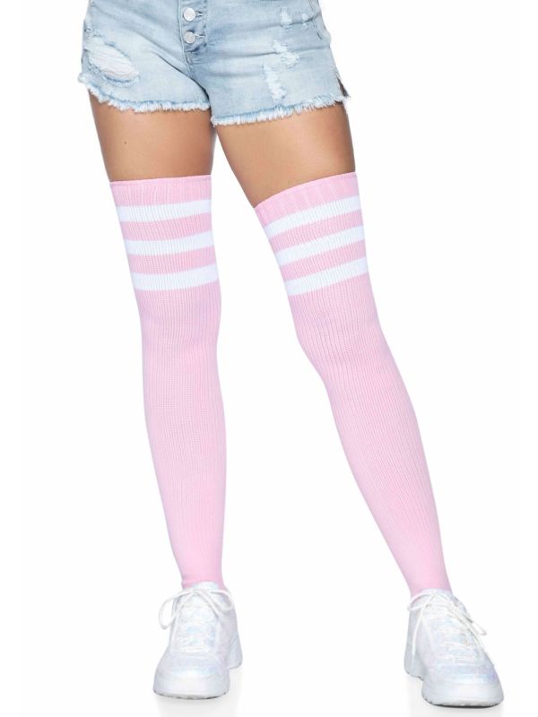 Roze Kousen met Witte Strepen Hoog