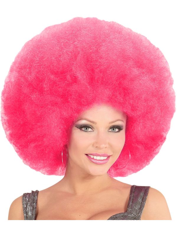 Roze Maxi Afro Pruik