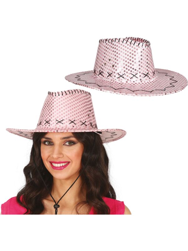 Roze Pailletten Cowboyhoed Volwassenen
