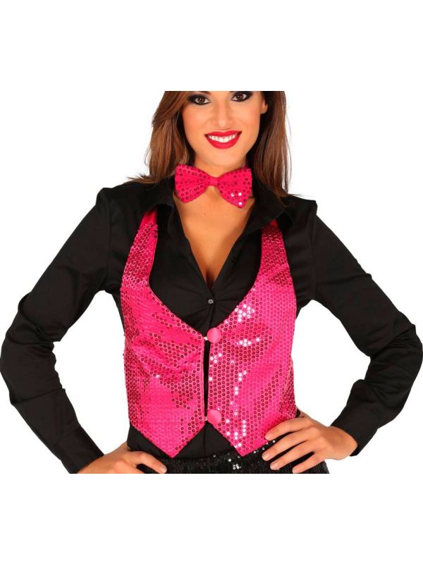 Roze Pailletten Gilet Dames