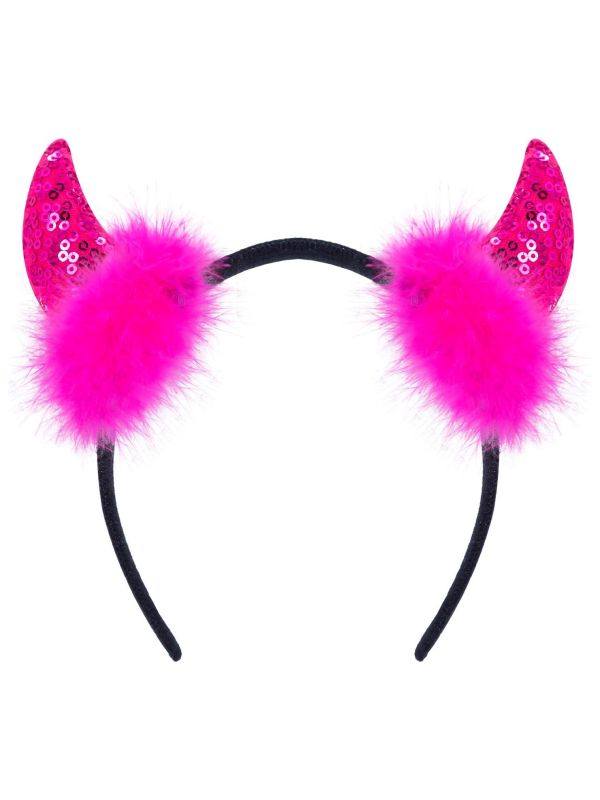 Roze Pailletten Hoorntjes Haarband