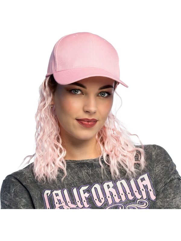Roze Pruik met Roze Pet Dames
