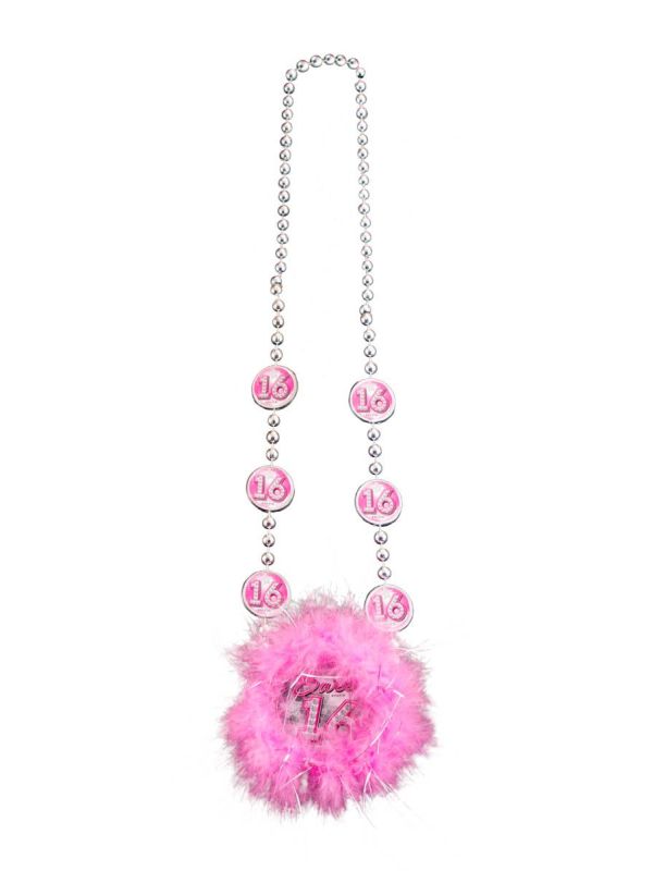 Roze Sweet 16 Ketting met Veren