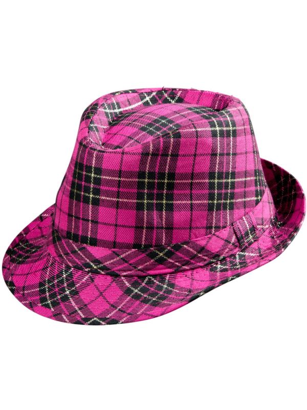 Roze Tartan Fedora