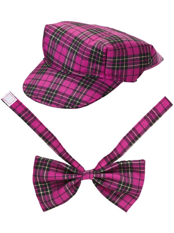 Roze Tartan Pet met Strik