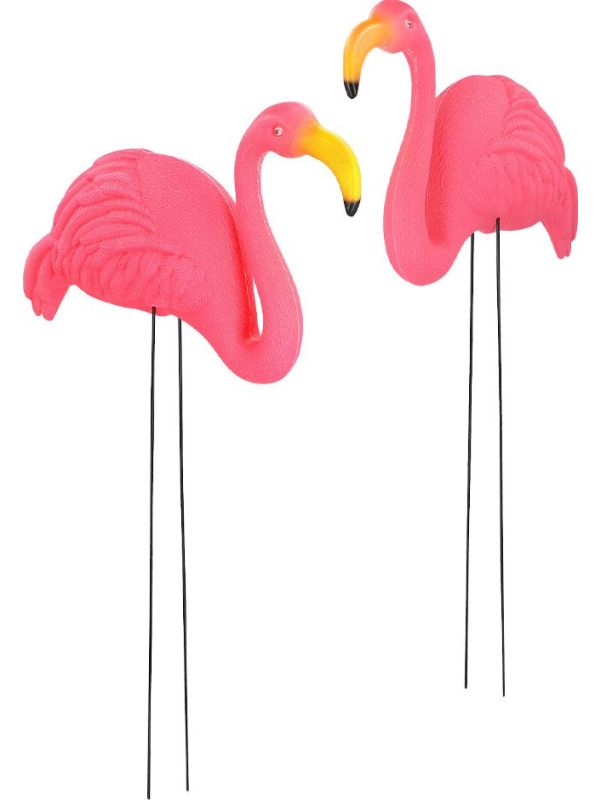 Roze Tuindecoratie Flamingo Set van 2