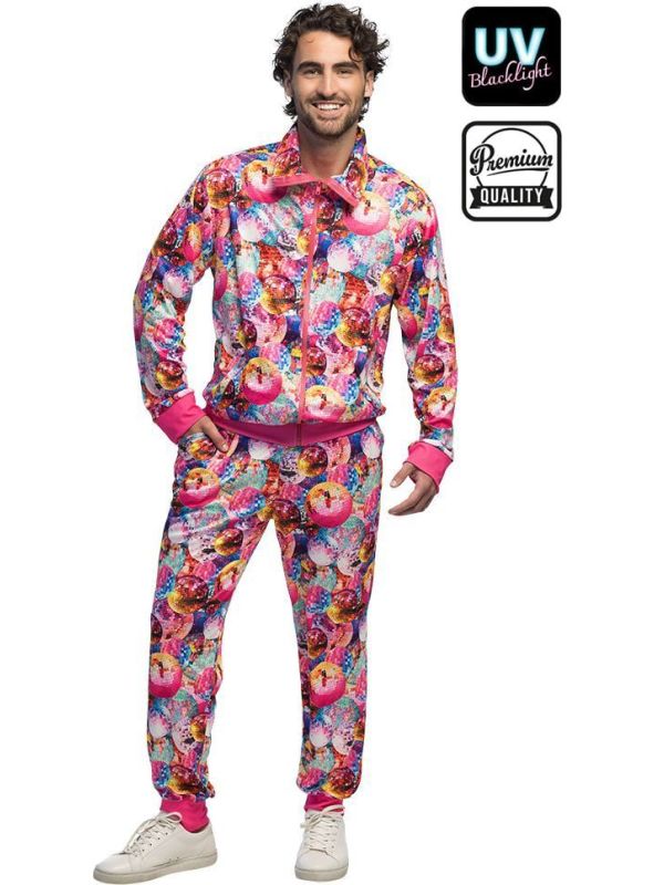 Roze UV Discoballen Fout Trainingspak Heren