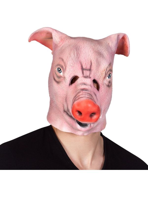 Roze Varken Hoofdmasker Latex