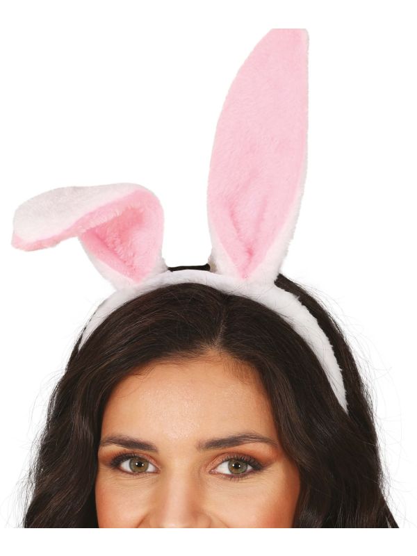 Roze Wit Konijnenoren Haarband Dames