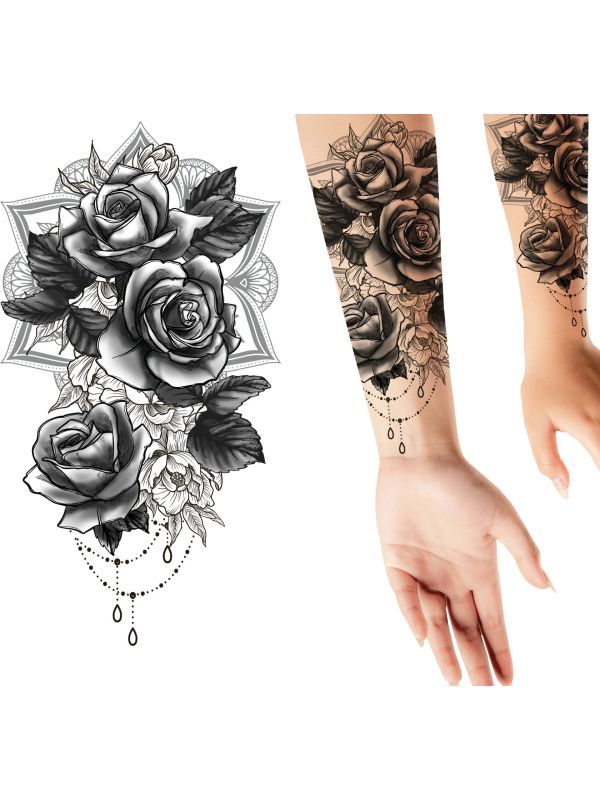 Rozen Plak Tattoo Zwart