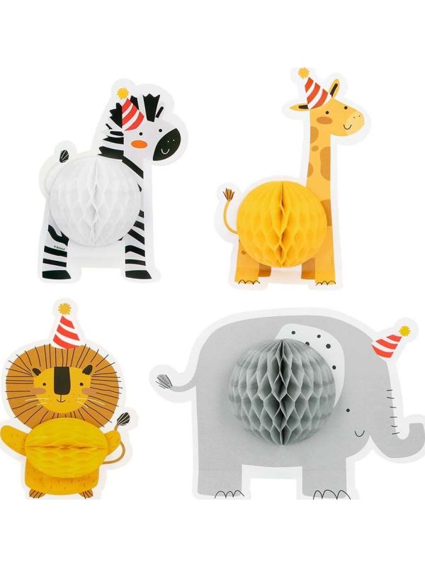 Safari Honingraat Tafeldecoraties 4 Stuks
