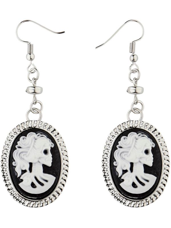 Schedel Camee Oorbellen