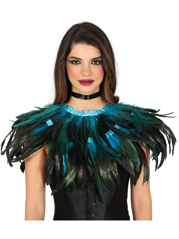 Schoudercape Blauwe Veren Indianen