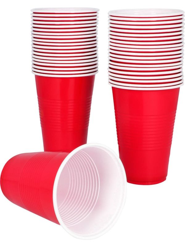 Set 40 partybekers Rood Carnaval