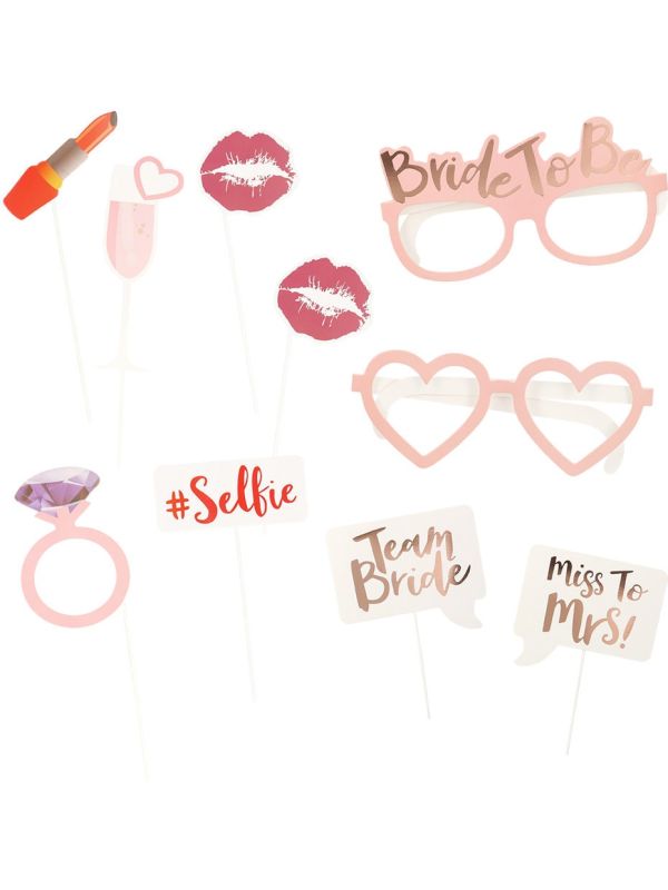 Set roze photobooth props bride to be