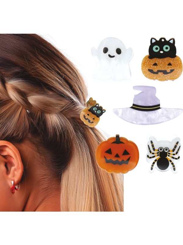 Set Van 5 Mini Haarclips Halloween Figuren