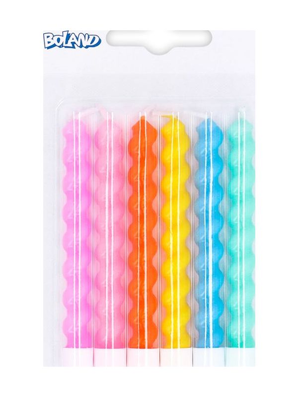 Set Van 6 Pastel Swirl Kaarsjes met Houder
