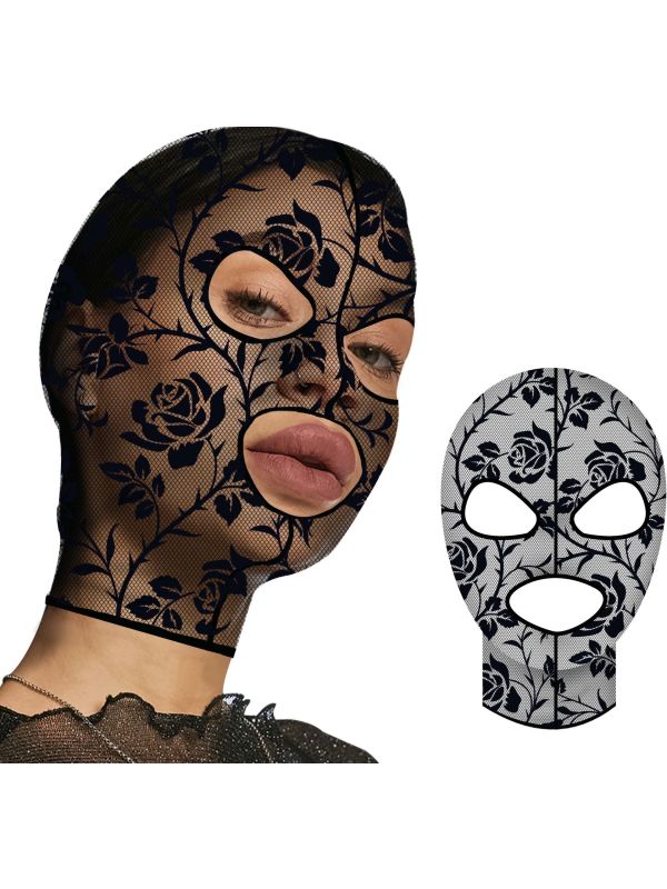 Sexy Zwarte Transparant Bloemen Gezichtsmasker Dames
