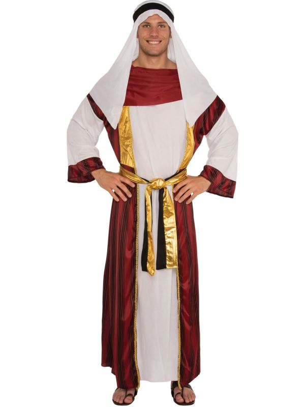 Sjeik Kostuum Woestijn Wit Rood Heren