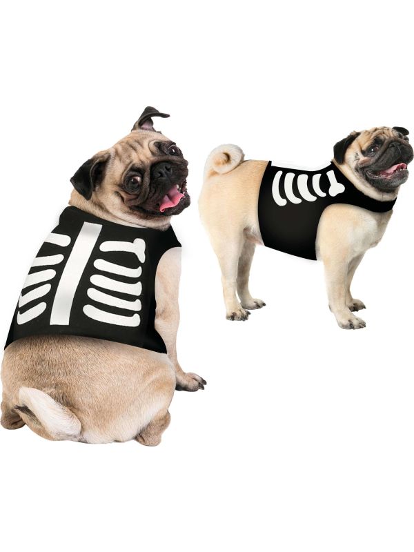 Skelet Halloween Honden Kostuum Middel