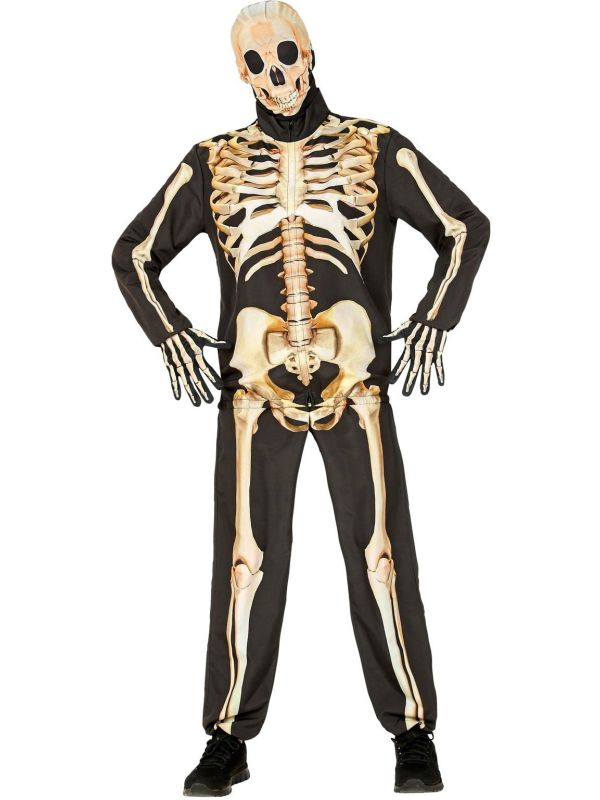 Skelet Kostuum Zwart Dames Heren Volwassenen
