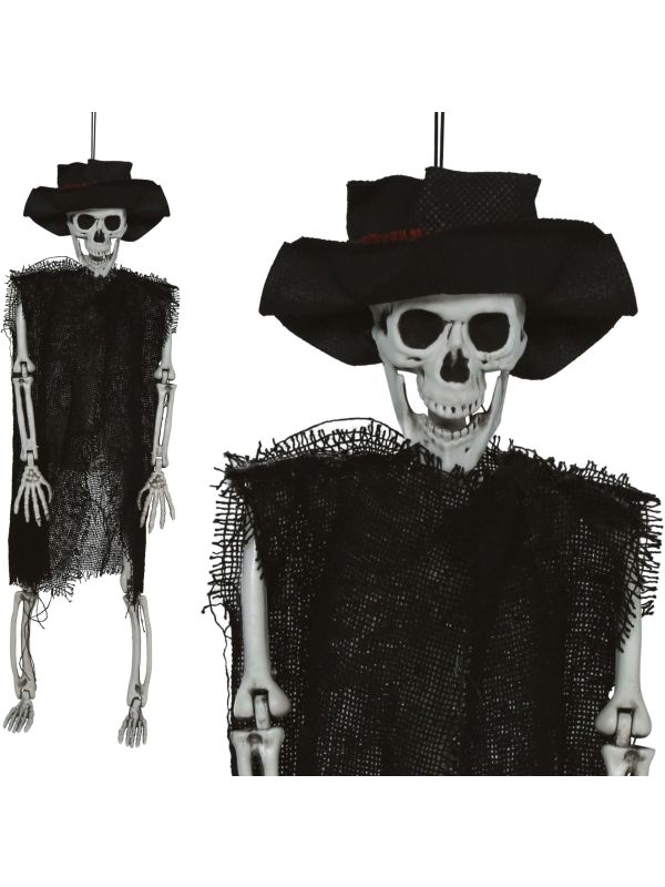 Skelet met Hoed Zwart Hangdecoratie Halloween 47cm