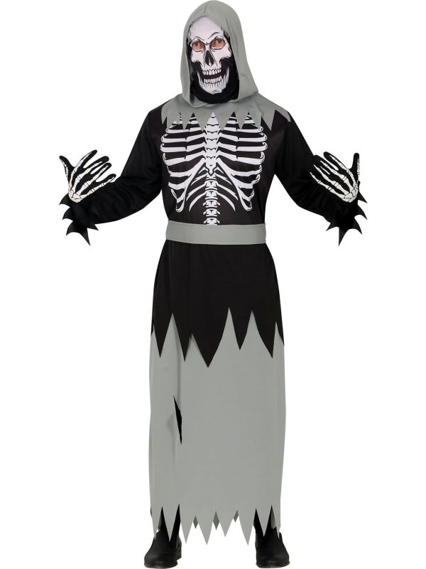 Skelet Outfit Halloween Grijs Zwart Volwassenen