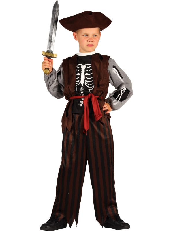Skelet Piraten Kostuum Jongens Bruin Halloween