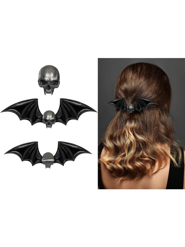 Skull Vleermuis Haarclip Zwart