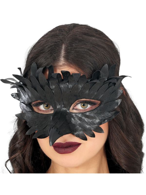Snavelmasker Zwart met Veren