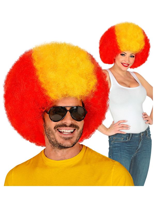 Spaanse Supporter Afro Pruik