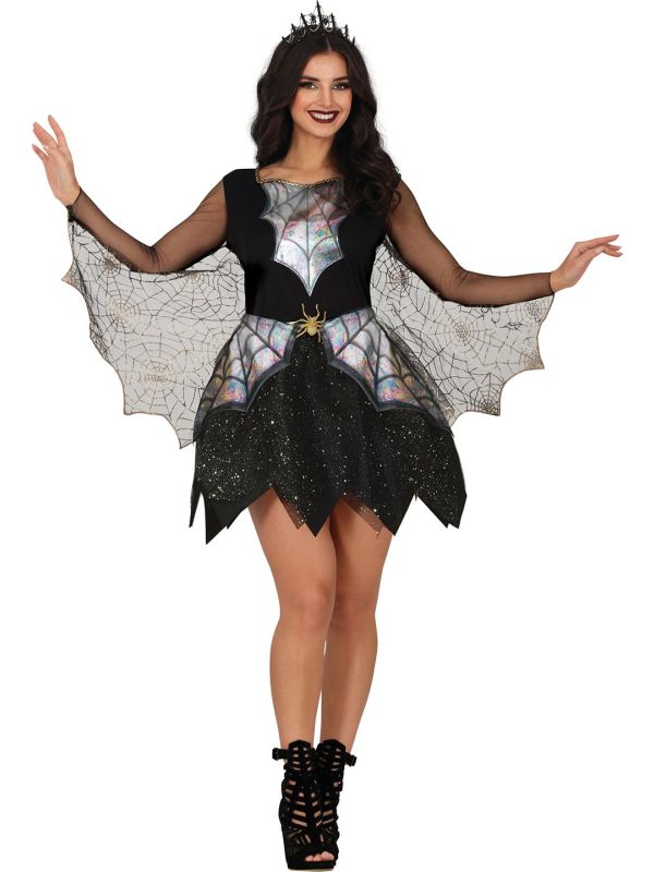 Spin Jurk Spinnenkoniging Halloween Zwart Dames