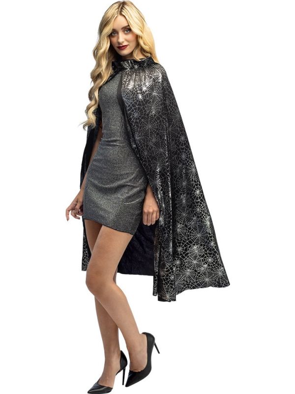 Spinnenweb Cape Halloween Zwart Volwassenen