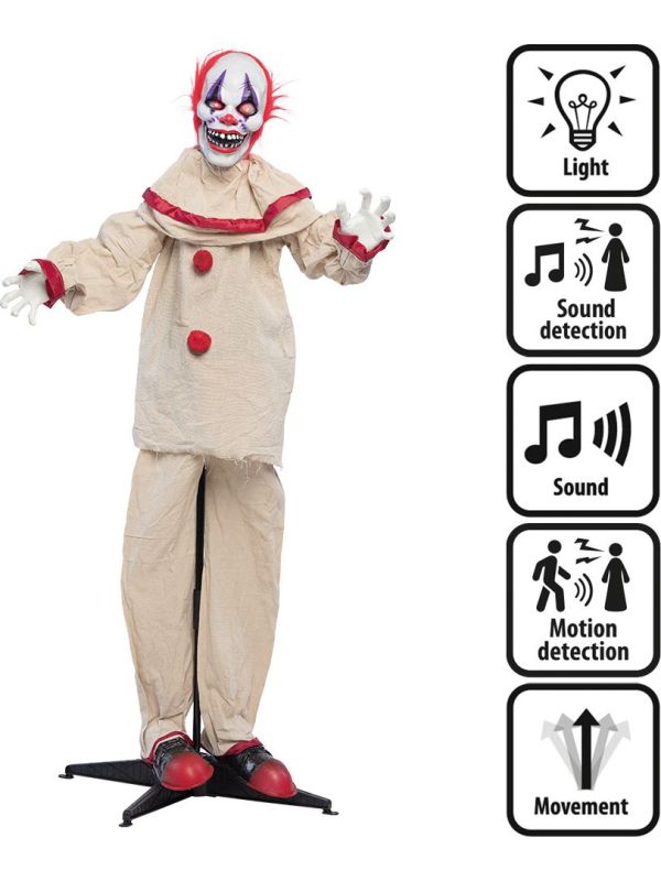 Staande Decoratie Enge Clown Licht, Geluid & Beweging