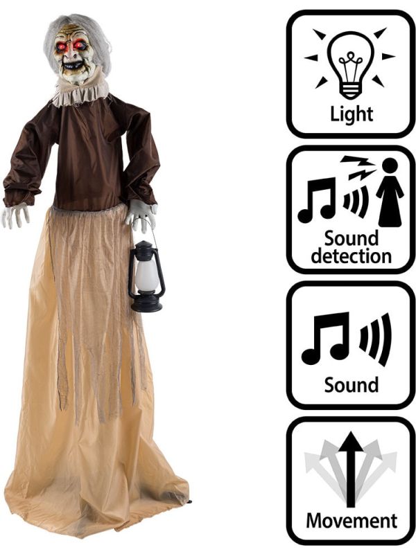 Staande Halloween Heks Pop Licht Geluid Beweging