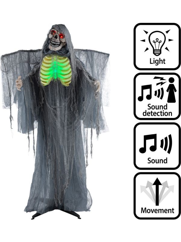 Staande Skelet Decoratie Halloween Licht Geluid Beweging
