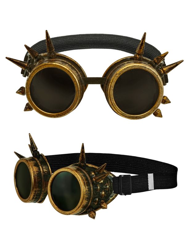 Steampunk Bril met Spikes Brons