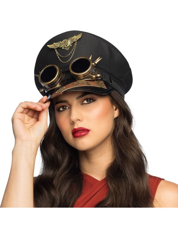 Steampunk Pilotenpet met Bril
