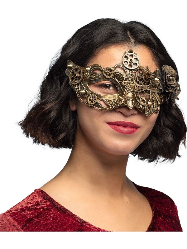 Steampunk Venetiaans Masker Goud Dames
