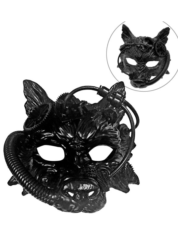 Steampunk Wolf Masker Zwart