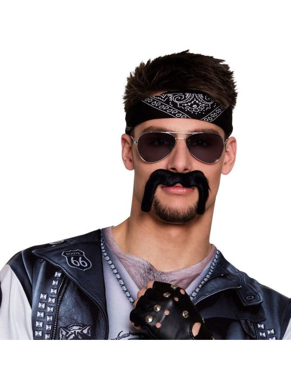 Stoere Biker Snor Zwart