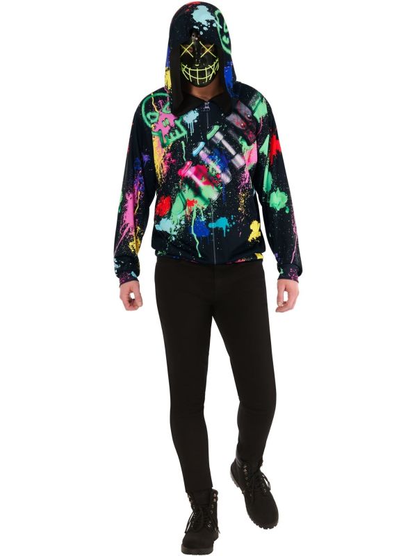 Straatartiest Heren Halloween Kostuum met Glow in de Dark Masker