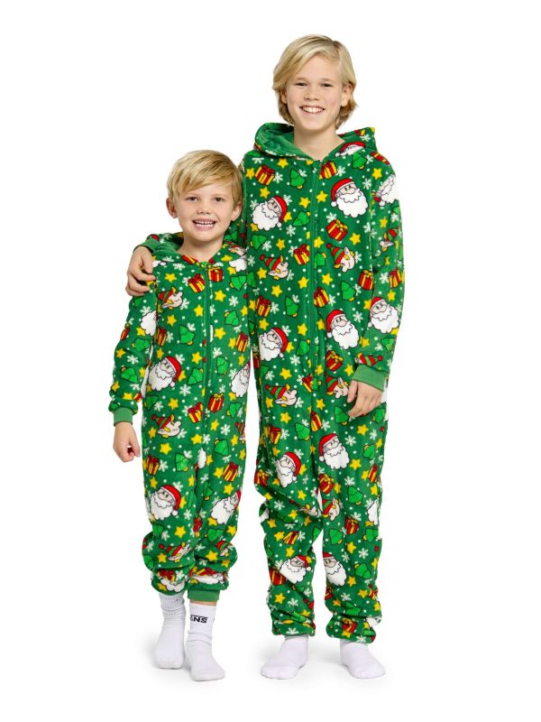 Suitmeister Kind Onesie Kerstman & Elfen Groen