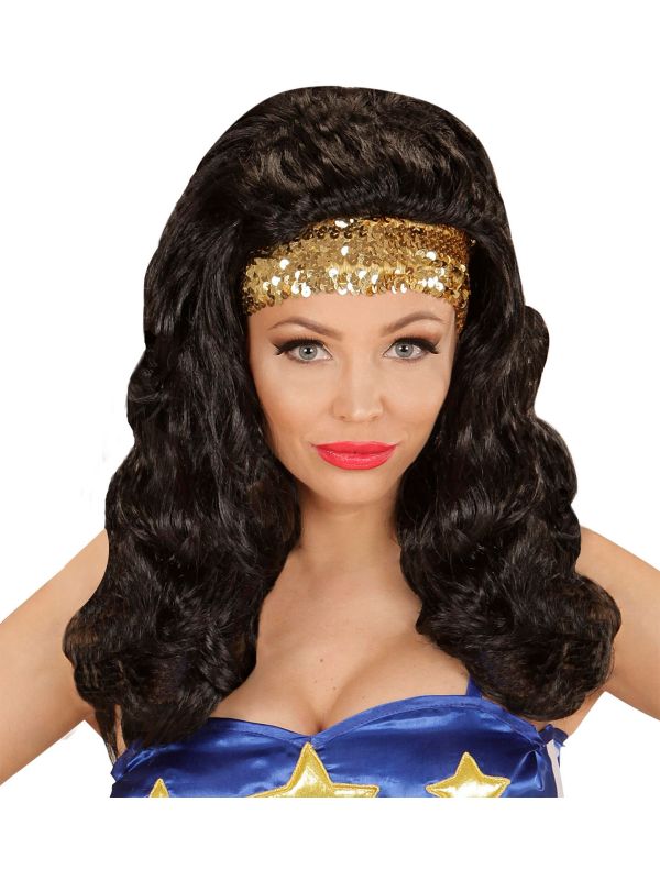 Superheldin Pruik met Pailletten Hoofdband