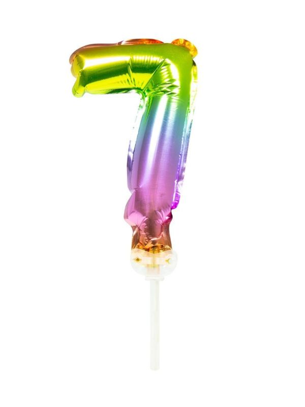 Taart Topper Cijfer 7 Rainbow Folieballon