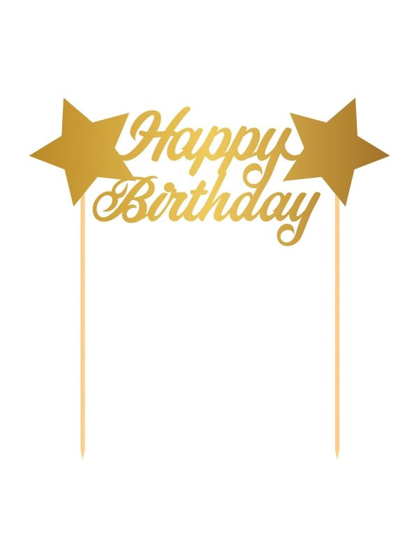 Taart Topper Happy Birthday Goud
