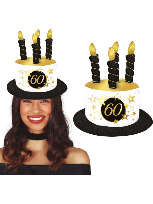 Taarthoed Zwart Wit Goud 60e Verjaardag