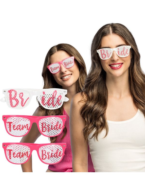 Team Bride Roze en Witte Dames Partybrillen