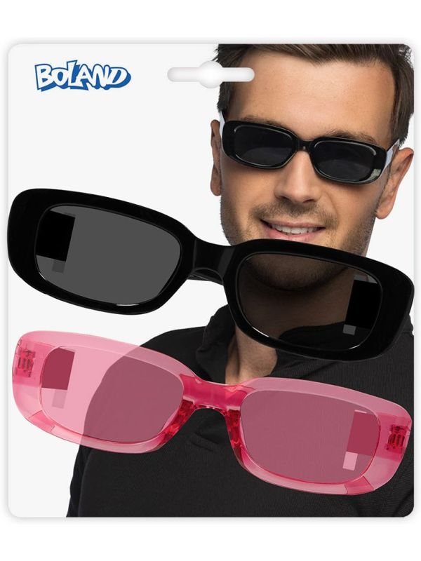 Techno Partybrillen Set Zwarte en Roze